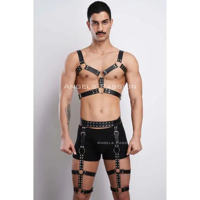 Tarz Göğüs ve Bacak Harness Takım, Erkek Parti Aksesuarları - APFTM196