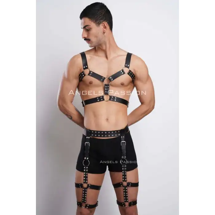 Tarz Göğüs ve Bacak Harness Takım, Erkek Parti Aksesuarları - APFTM196