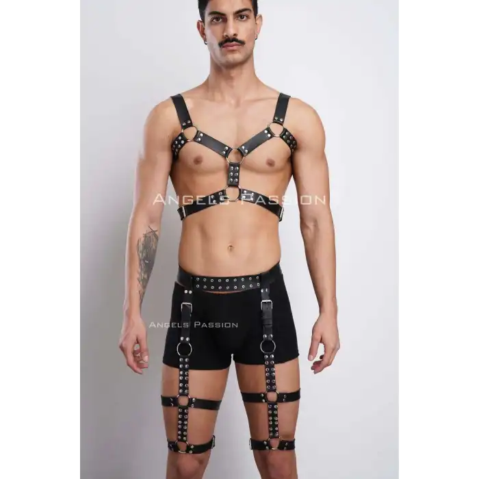 Tarz Göğüs ve Bacak Harness Takım, Erkek Parti Aksesuarları - APFTM196