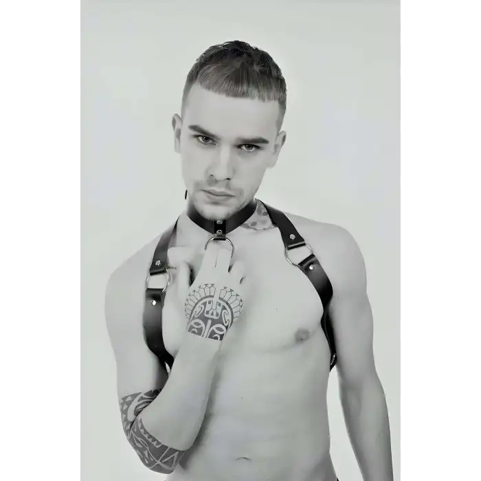 Tasmalı Seksi Deri Erkek Harness - APFTM35