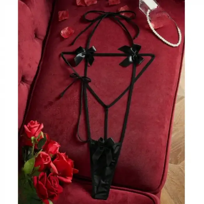 Tegan Büyük Beden Fantezi Fiyonklu Lastik Gecelik (Eldivensiz) TG2710139-B