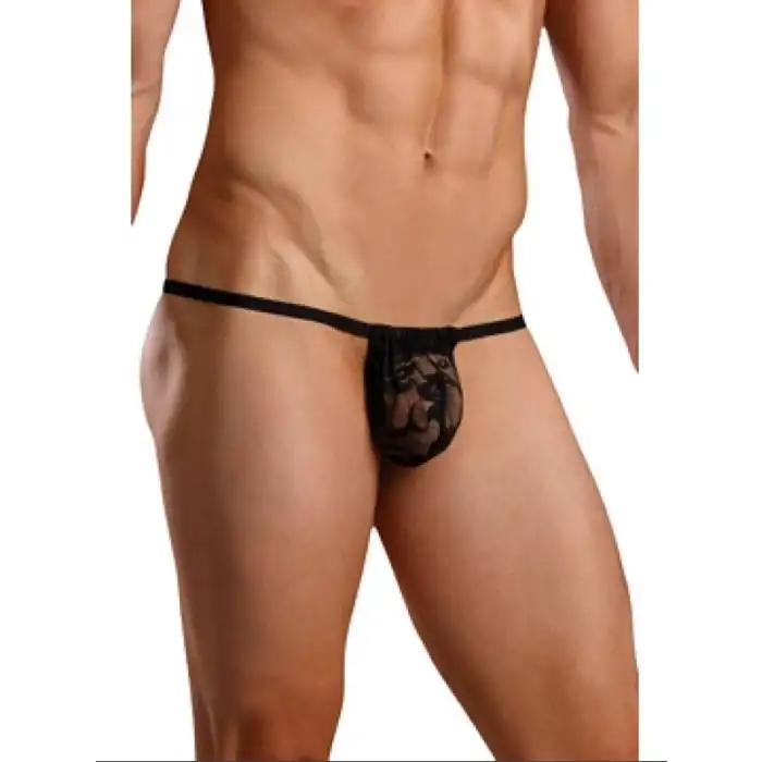 Tegan Fantazi Siyah Dantelli Erkek Iç Çamaşırı String Tanga TG274582