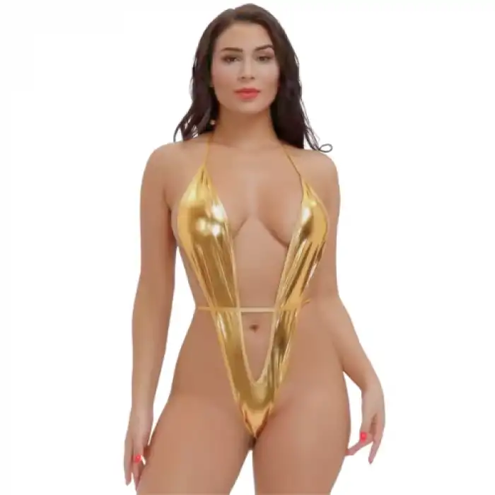 Tegan Fantezi Altın Parlak Bodysouit TG2710135