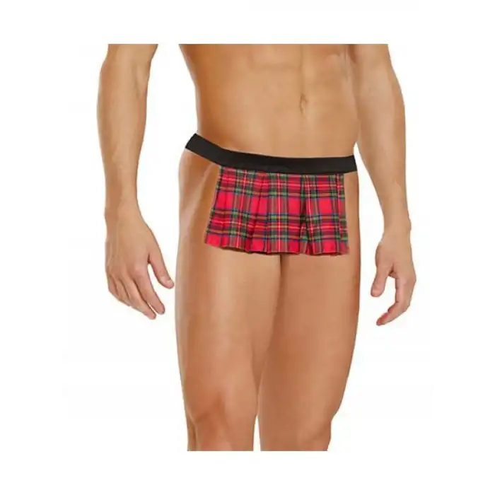 Tegan Fantezi Arkası Açık Ekoseli Erkek Etek  TG274592