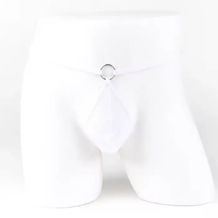 Tegan Fantezi Beyaz Transparan Halkalı Tül Erkek String Seksi Erkek İç Çamaşırı TG274611