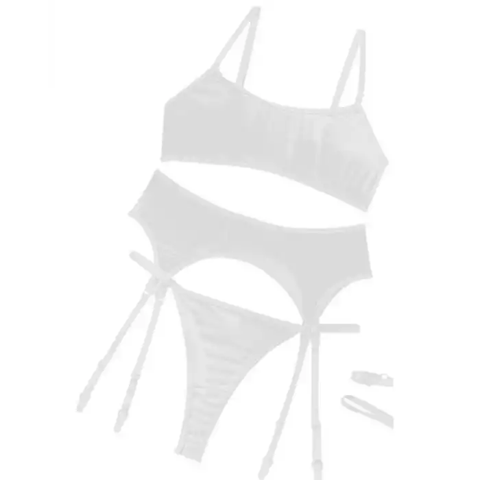 Tegan Fantezi Beyaz Transparan Tül Jartiyer Takımı TG273262