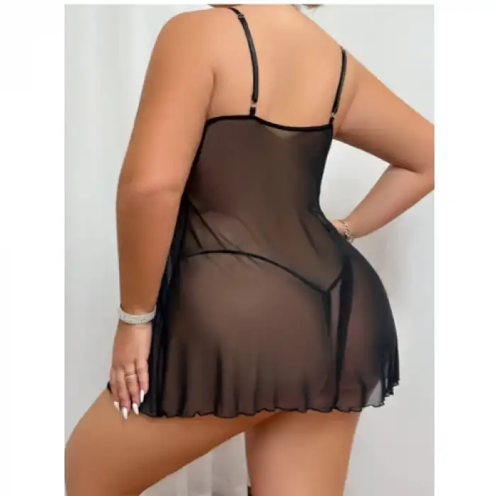 Tegan Fantezi Büyük Beden Göğsü Açık Transparan Gecelik TG273268