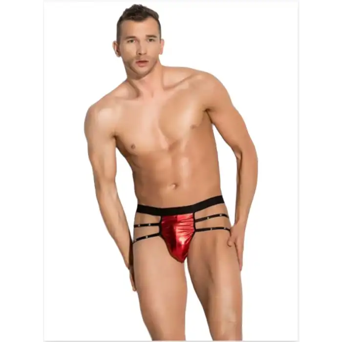 Tegan Fantezi  Erkek Aşk Kırmızısı Seksi Metalli Tanga - String TG274598