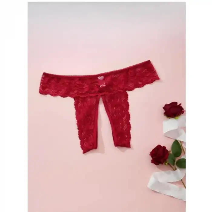 Tegan Fantezi Kadın 3lü Özel Bölgeleri Açık Dantelli Tanga seti TG270045