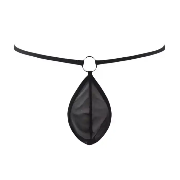 Tegan Fantezi Siyah Transparan Halkalı Tül Erkek String Seksi Erkek İç Çamaşırı TG274610