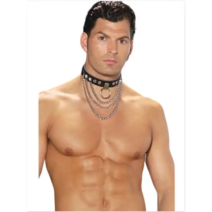 Tegan Fantezi Zincirli Deri Erkek Boyunluk Fantezi Aksesuar TG275415