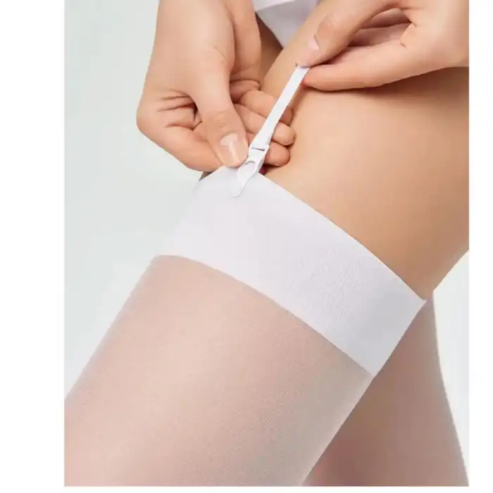 Tegan Kadın Beyaz Düz Jartiyer Çorabı TG270435