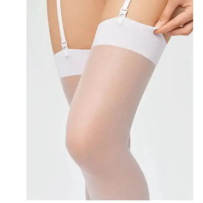 Tegan Kadın Beyaz Düz Jartiyer Çorabı TG270435