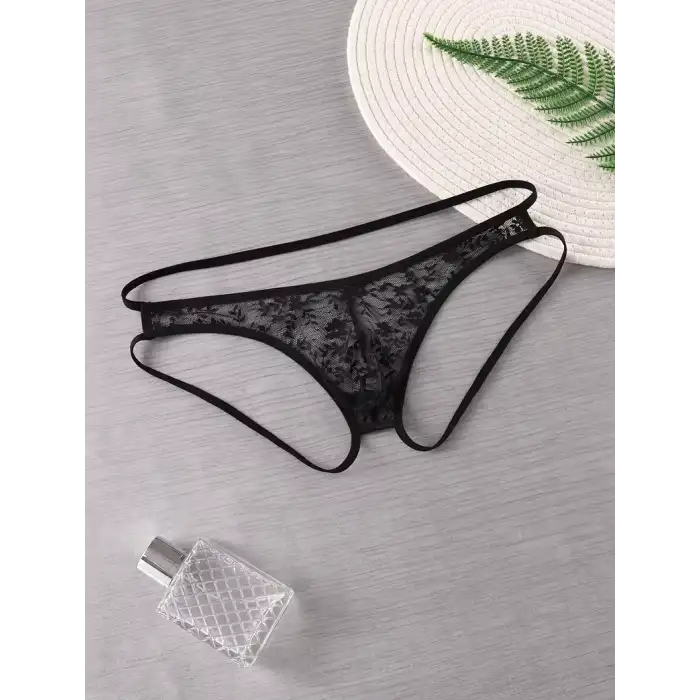 Tegan Seksi Dantelli Arkası Açık Seksi Siyah Erkek Külot TG274626