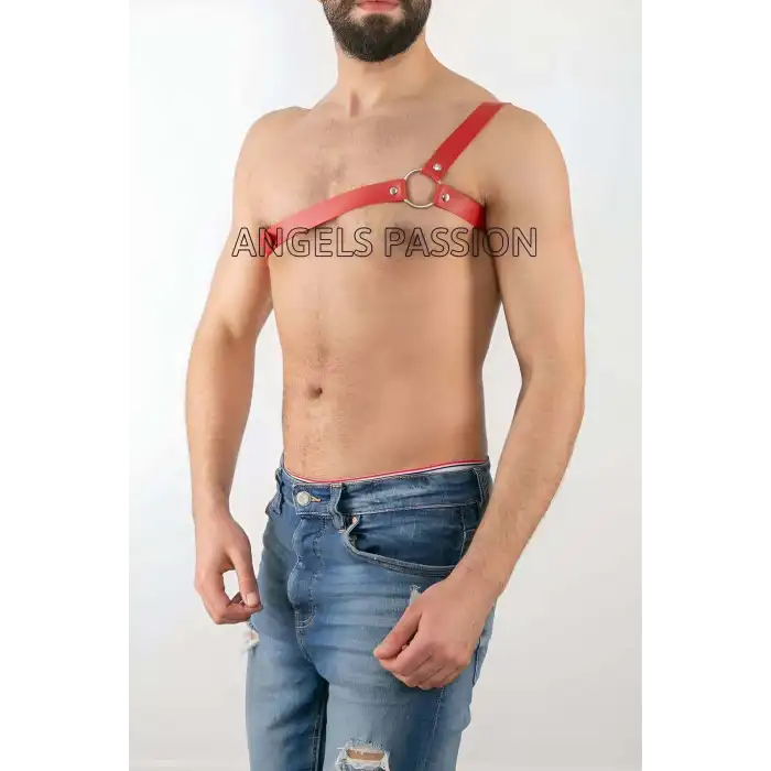 Tek Omuz Seksi Deri Erkek Harness - APFTM3