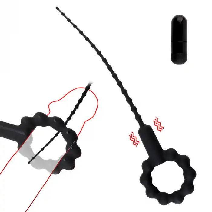 Titreşimli Boğumlu Penis Plug Siyah