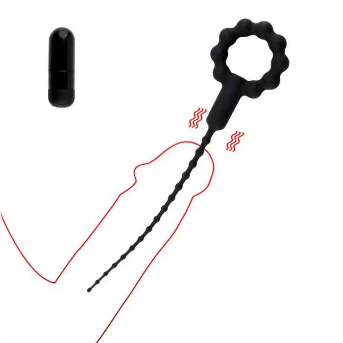 Titreşimli Boğumlu Penis Plug Siyah