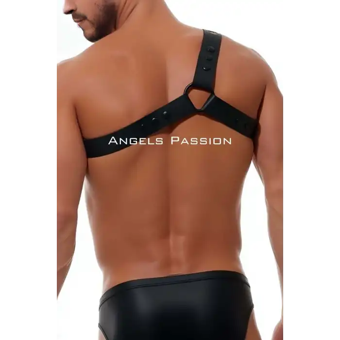 Yuvarlak Delik Detaylı Şık Erkek Omuz Harness, Deri Omuz Harness - APFTM218