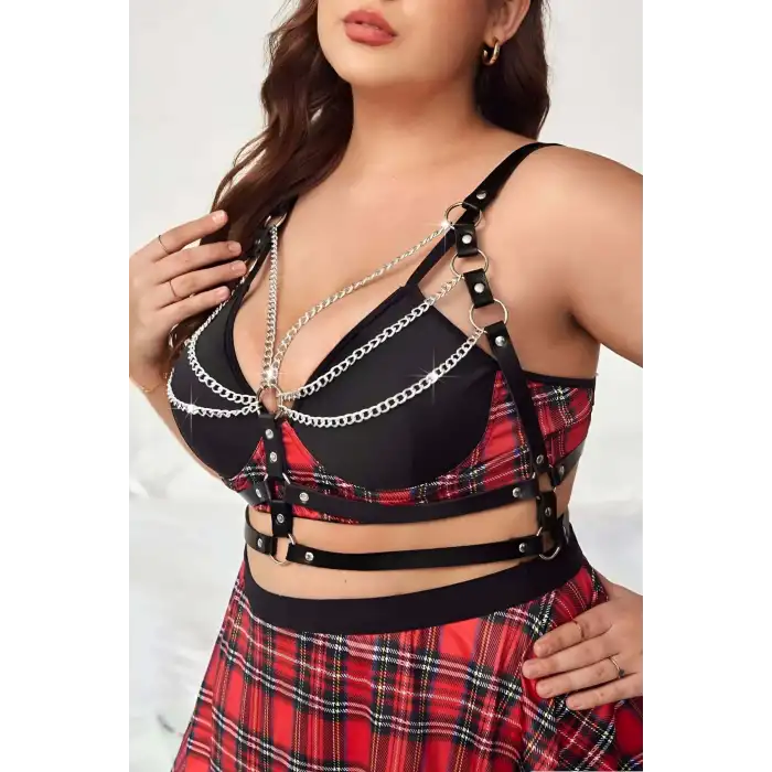 Zincir Detaylı Deri Göğüs Harness - APFT808