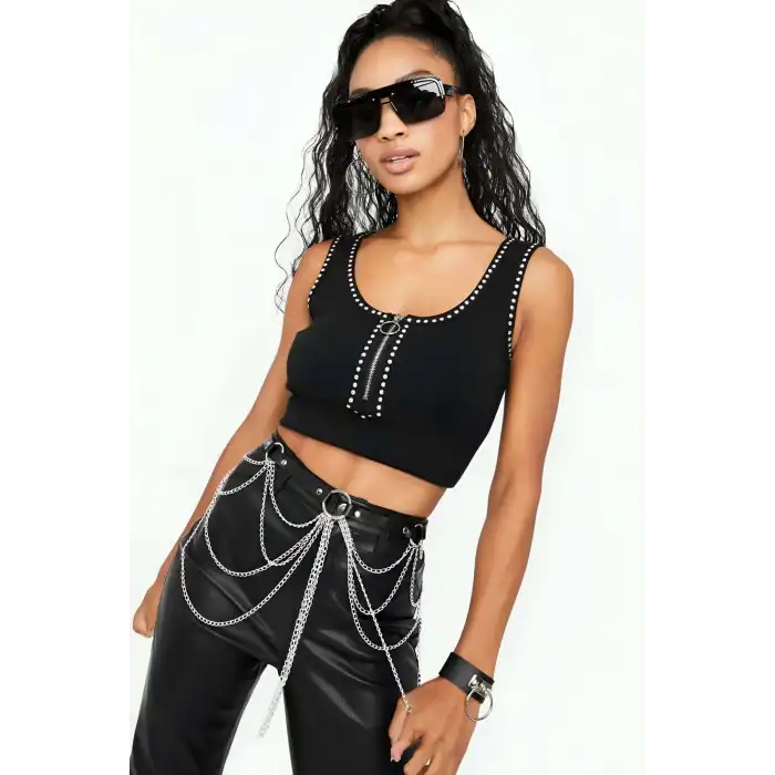 Zincir Detaylı Şık Deri Harness Kemer - APFT512