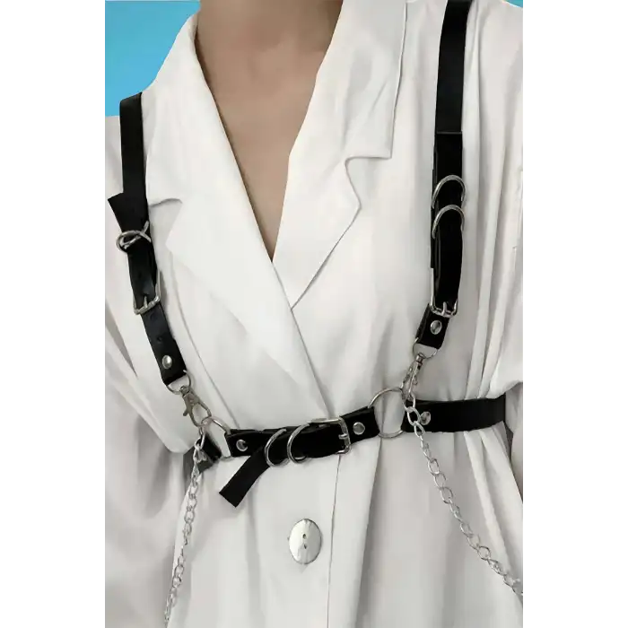Zincir ve Halka Detaylı Elbise Üzeri Kemer - APFT810