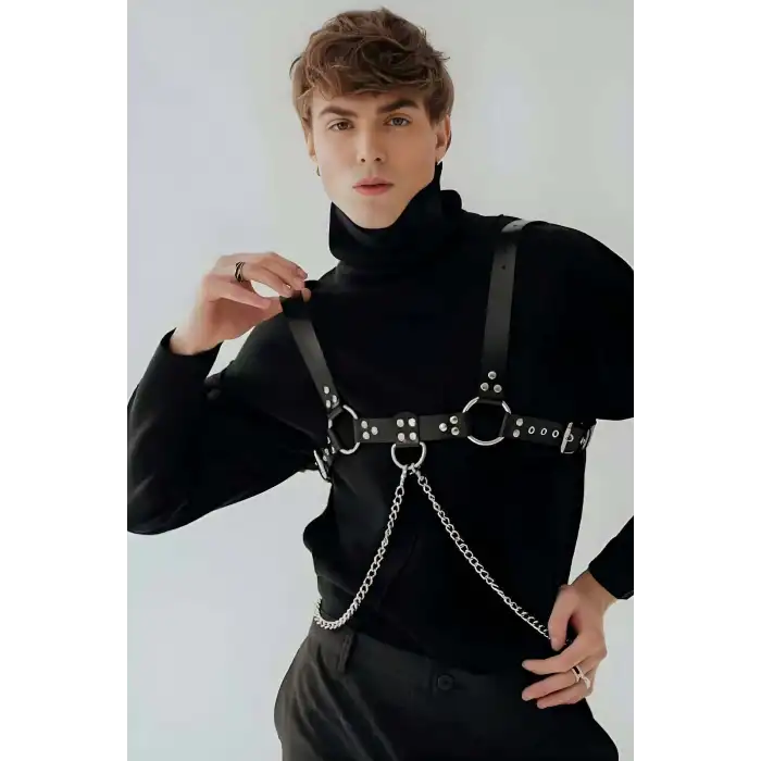 Zincir ve Halka Detaylı Şık Erkek Kemer - APFTM109