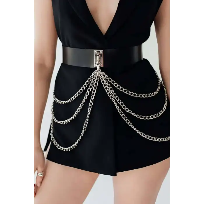 Zincirli Deri Bel Kemer Harness - APFT904