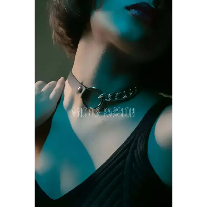 Zincirli Deri Choker, Zincir Detaylı Seksi Choker - APFT590