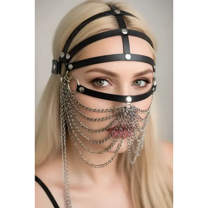 Zincirli Deri Seksi Maske - APFT465