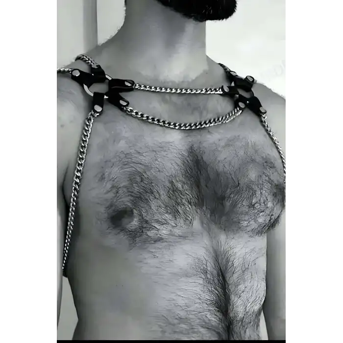 Zincirli Erkek Fantezi Giyim, Seksi Erkek Deri Fantezi Giyim - APFTM100