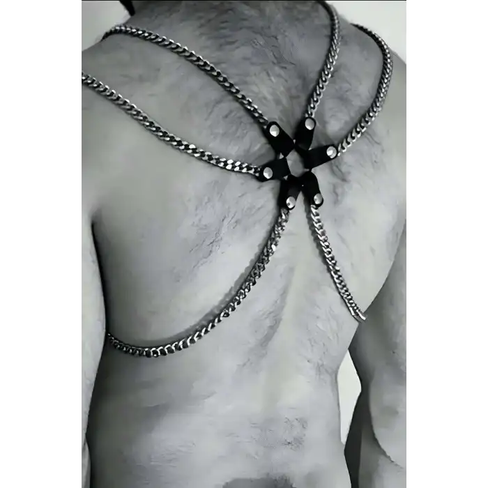 Zincirli Erkek Fantezi Giyim, Seksi Erkek Deri Fantezi Giyim - APFTM100