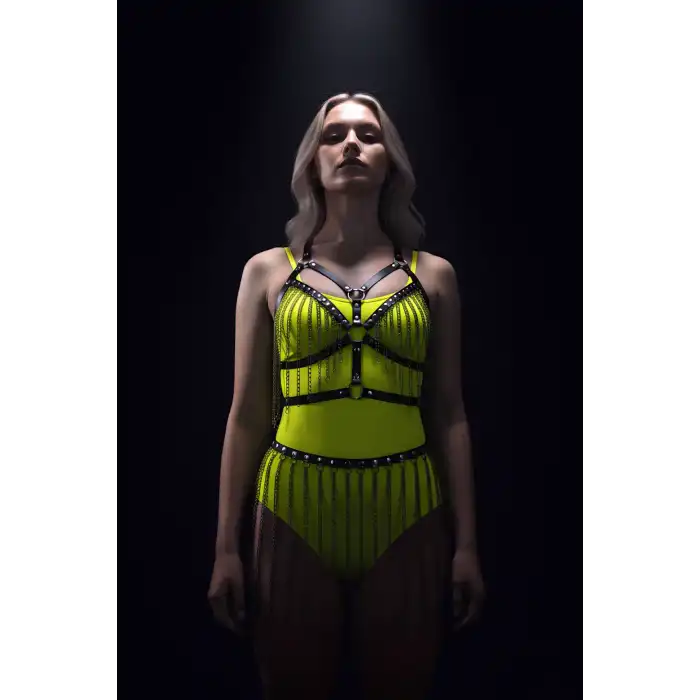 Zincirli Harness Takım, Deri Zincirli Etek Takım - APFT496