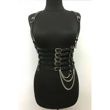 5 Sıralı Zincir Detaylı Şık Deri Kemer - APFT626