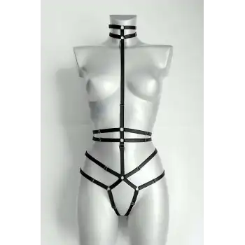 Ağ Kısmı Açık Seksi Jartiyer Harness - APFT370