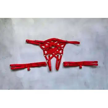 Ağı Açık Fantazi Külot ve Bacak Bandı Takımı Lastik Harness - APFT1202