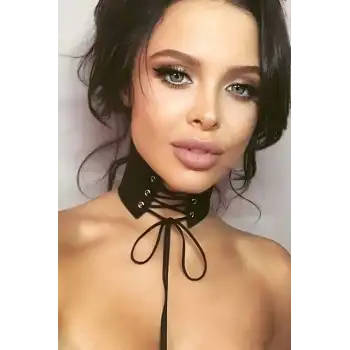 Bağlamalı Seksi Deri Choker - APFT405