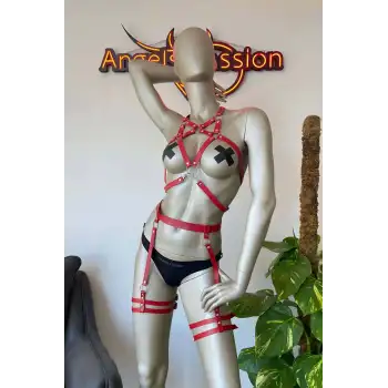 Bayan İç Giyim Deri Jartiyer Takım - APFT525