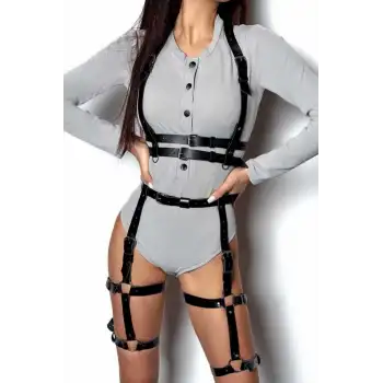 Bel Kemerli Alt Ve Üst Takım Deri Harness - APFT709