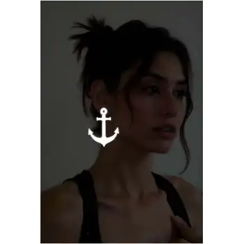 Beyaz Reflektörlü Çapa Küpe, Şık Lazer Kesim Küpe - APBJ020