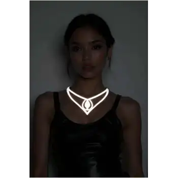 Beyaz Reflektörlü Damla Choker Kolye, Zarif Lazer Kesim Kolye - APFT1410