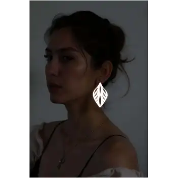 Beyaz Reflektörlü Damla Küpe, Şık Tasarım Lazer Kesim Küpe - APBJ026