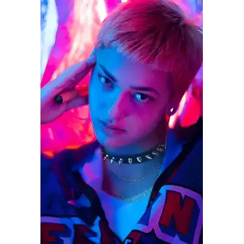 Çivi Detaylı Deri Choker, Çivili ve Zincirli Tasma - APFT975