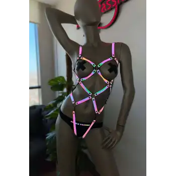 Dansçı Kıyafetleri - Karanlıkta Parlayan Reflektörlü Body Harness