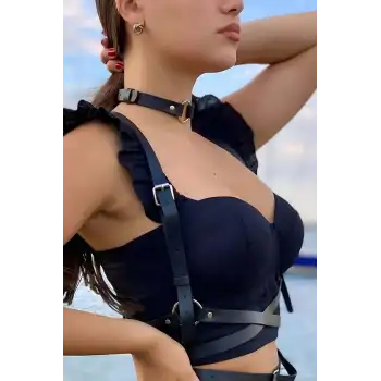 Deri Choker ve Kemer Harness Takım - APFT632