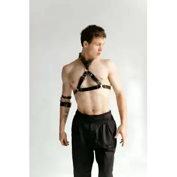 Deri Göğüs Harness Ve Kol Bandı - APFTM117