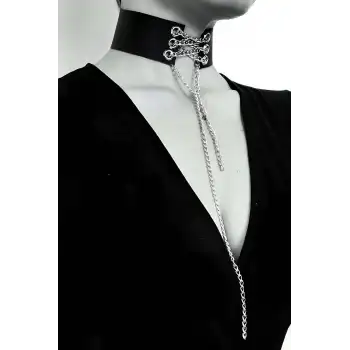 Deri Zincirli Şık Choker - APFT428