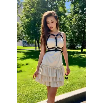 Elbise Üzeri Göğüs Detaylı Omuzdan Askılı İnce Şerit Şık Deri Kemer - APFT646