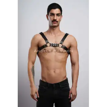 Erkek Deri Fantazi Göğüs Harness - APFTM8