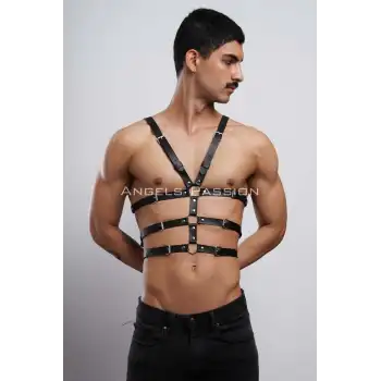 Erkek İç Giyim Seksi Fantazi Giyim - Erkek Deri Fantazi Giyim - Seksi Erkek Deri Harness - APFTM38