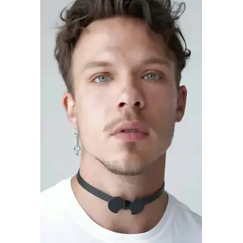 Erkek Seksi Boyunluk Deri Harness  - APFTM87